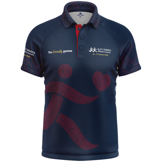 2026 ASMG Unisex Cool Dry Polo - Navy/Red