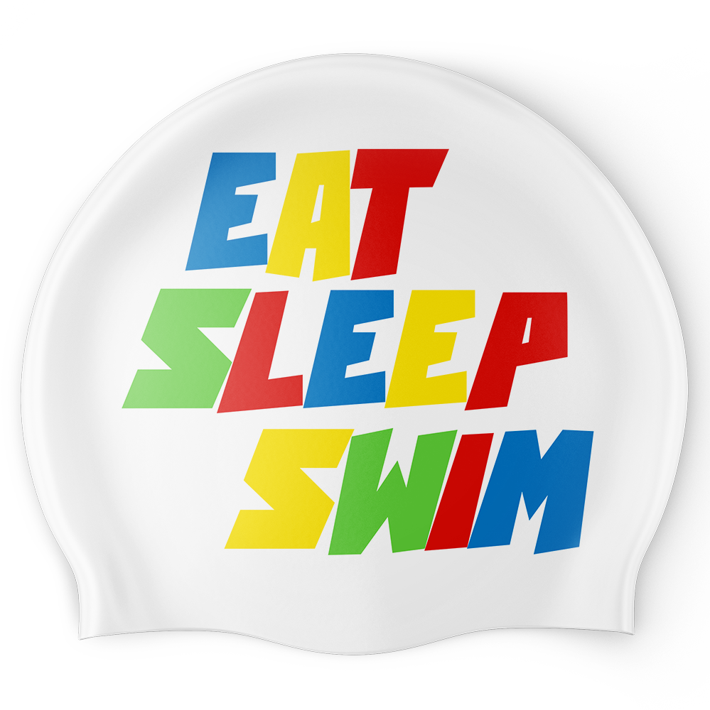 Eat Sleep Swim Graffiti Swim Cap - Reversible