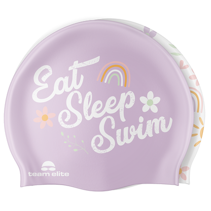 Eat Sleep Swim Flower Swim Cap