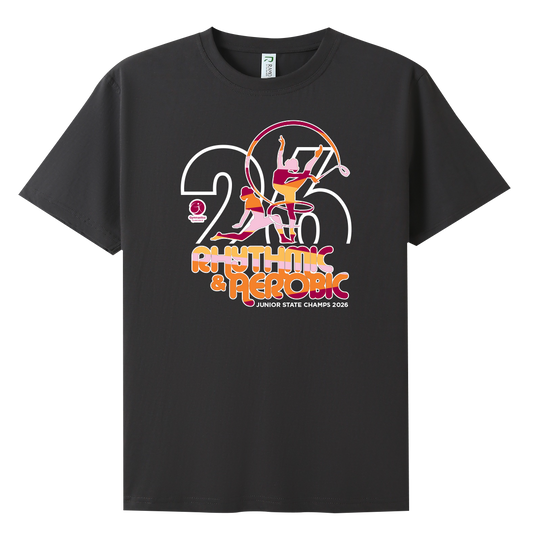 2026 GQ Rhythmic & Aerobic State Names T-Shirt - Charcoal