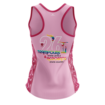 2026 GQ Trampoline & Acrobatic State Singlet - Pink