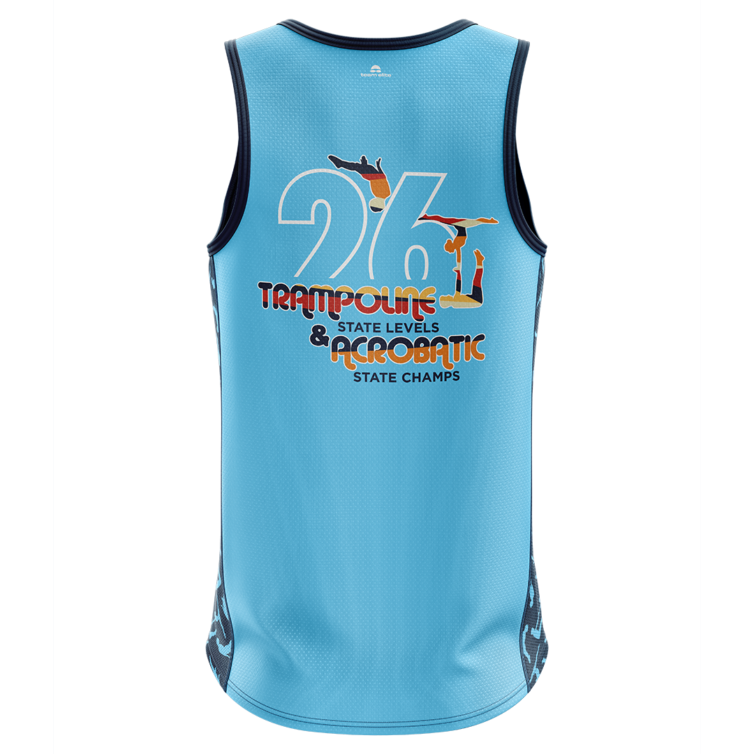 2026 GQ Trampoline & Acrobatic State Singlet - Blue