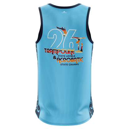 2026 GQ Trampoline & Acrobatic State Singlet - Blue