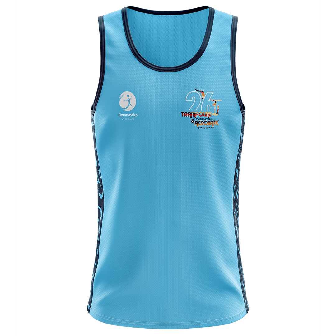 2026 GQ Trampoline & Acrobatic State Singlet - Blue