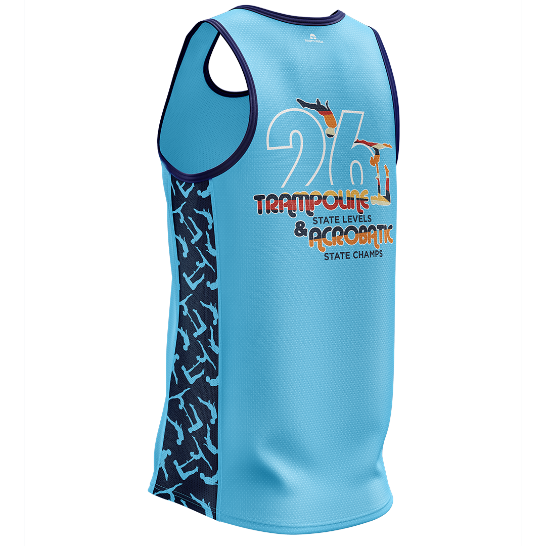 2026 GQ Trampoline & Acrobatic State Singlet - Blue