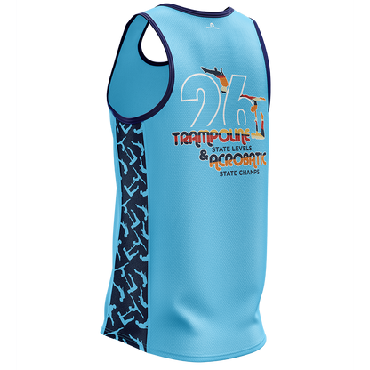 2026 GQ Trampoline & Acrobatic State Singlet - Blue