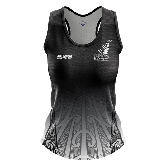 *NZDBA Black Dragons Racerback Singlet - Ladies