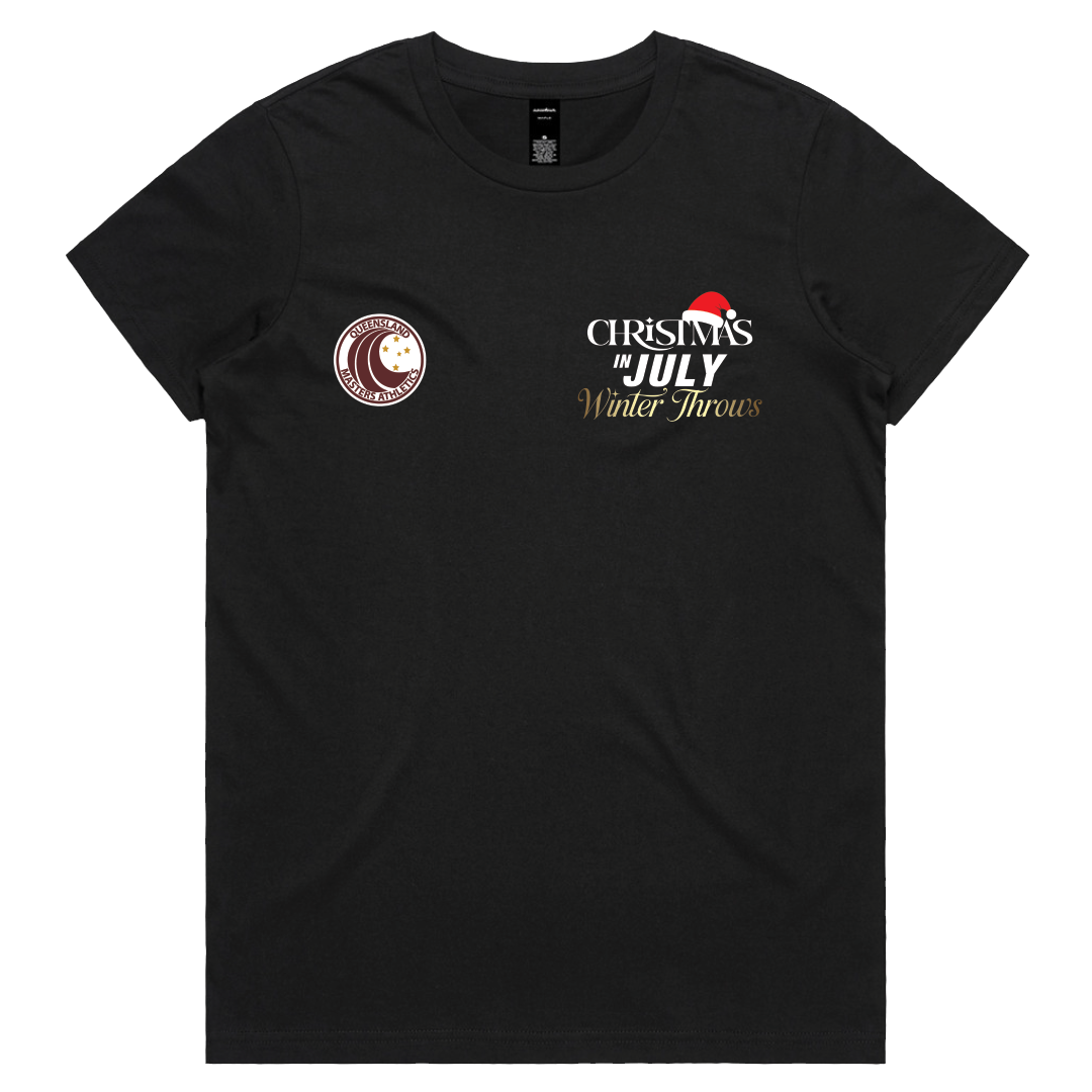 2026 QMA Christmas in July Names Tee - Ladies