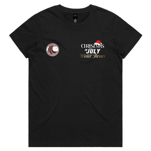 2026 QMA Christmas in July Names Tee - Ladies