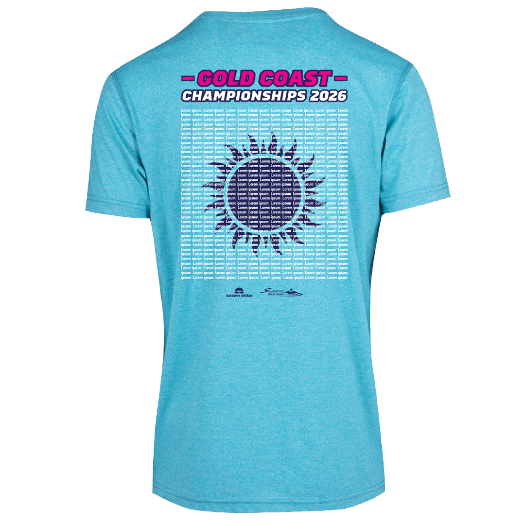 2026 Swimming Gold Coast Names T-Shirt - Jade Heather