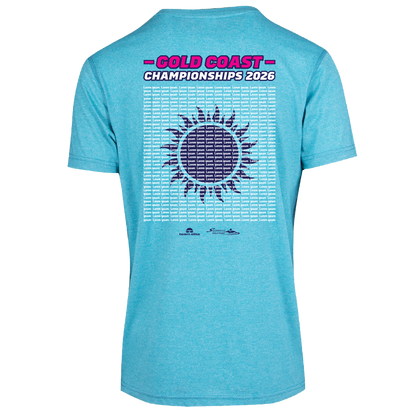 2026 Swimming Gold Coast Names T-Shirt - Jade Heather