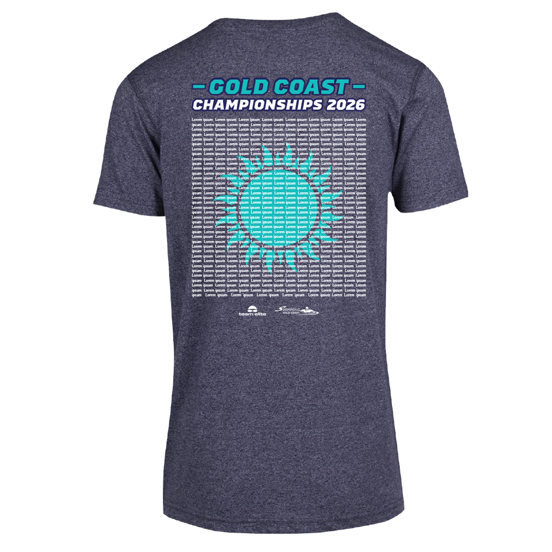 2026 Swimming Gold Coast Names T-Shirt - Navy Heather
