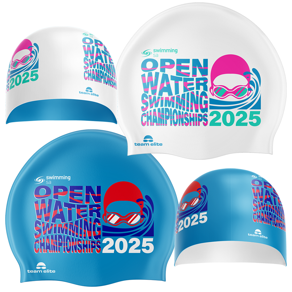 2025 SSA OW Reversible Swim Cap - White/Aqua