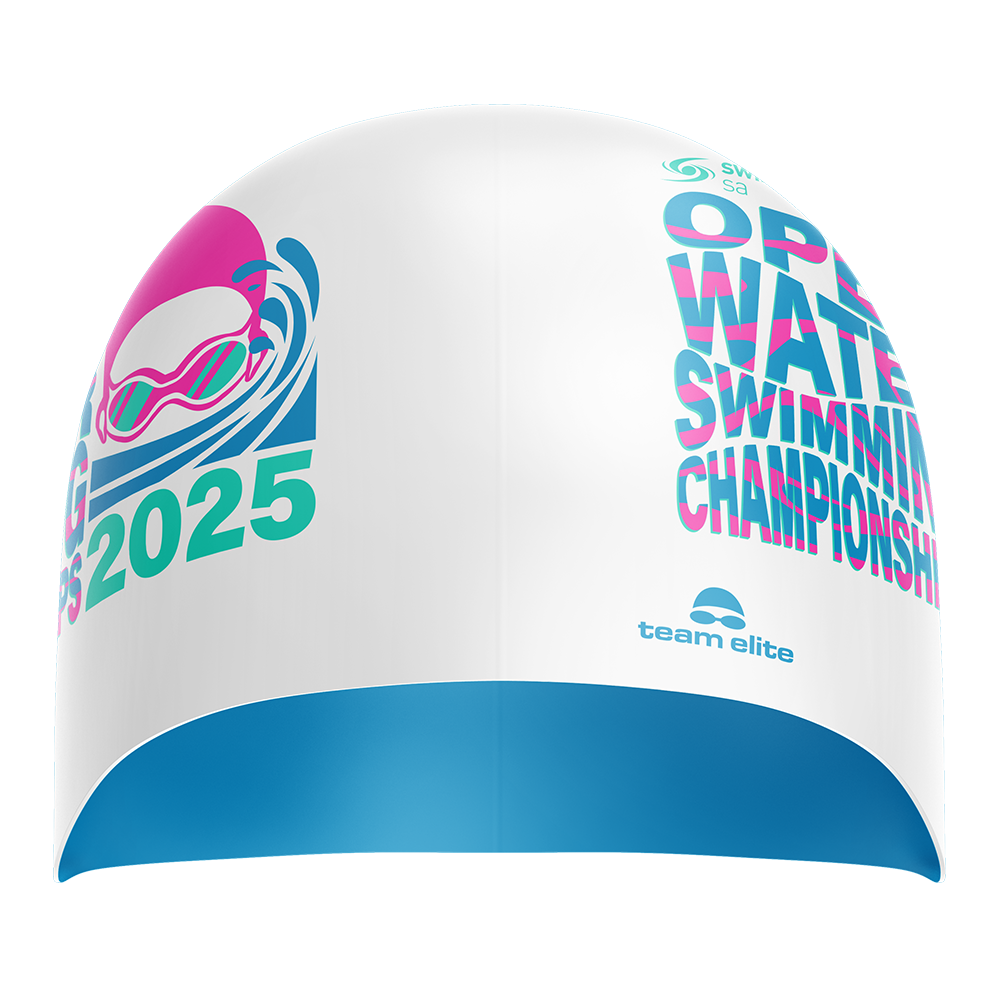 2025 SSA OW Reversible Swim Cap - White/Aqua