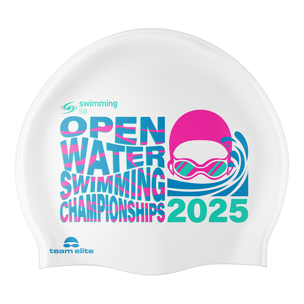 2025 SSA OW Reversible Swim Cap - White/Aqua