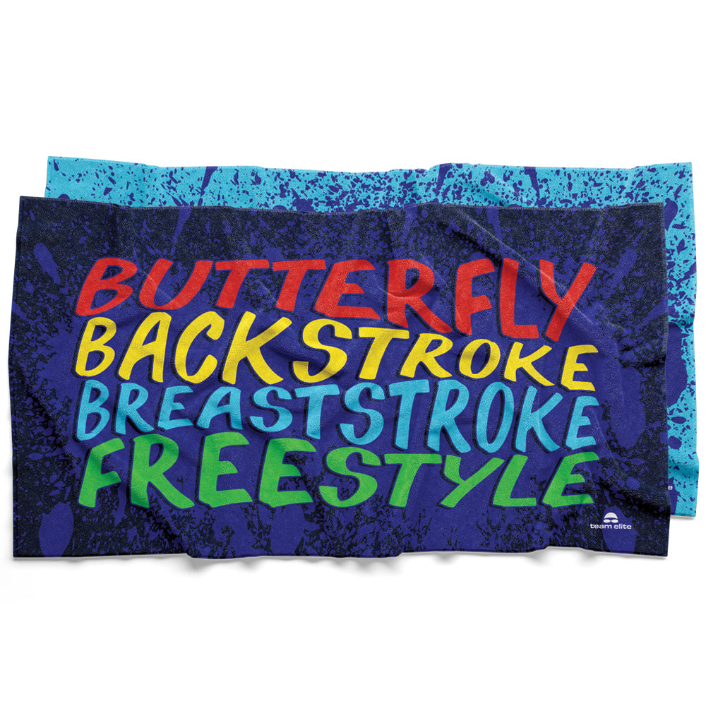 Swim Strokes Reversible Towel - Navy/Aqua