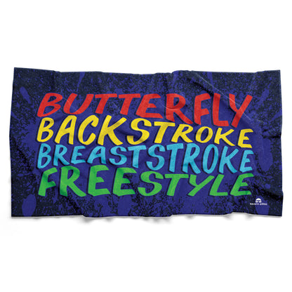 Swim Strokes Reversible Towel - Navy/Aqua