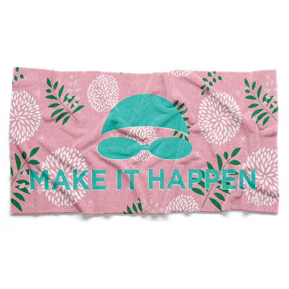 Swim Strokes Reversible Towel - Teal/Pink