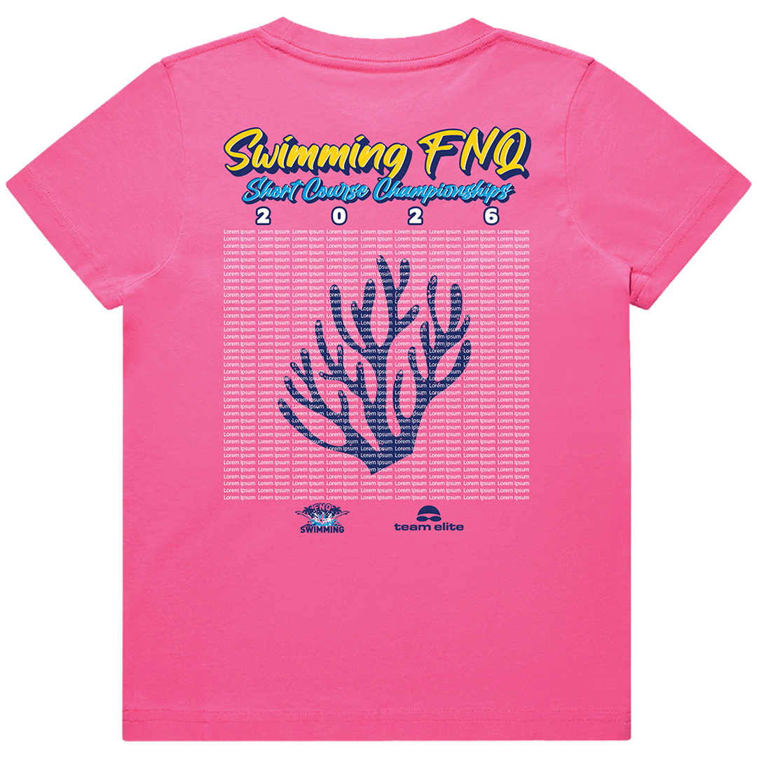 2026 Swimming FNQ Short Course Names T-Shirt - Pink