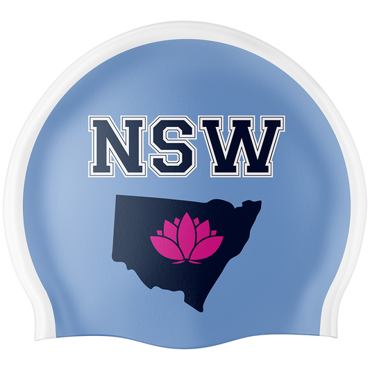 NSW Swim Cap - Blue/Pink
