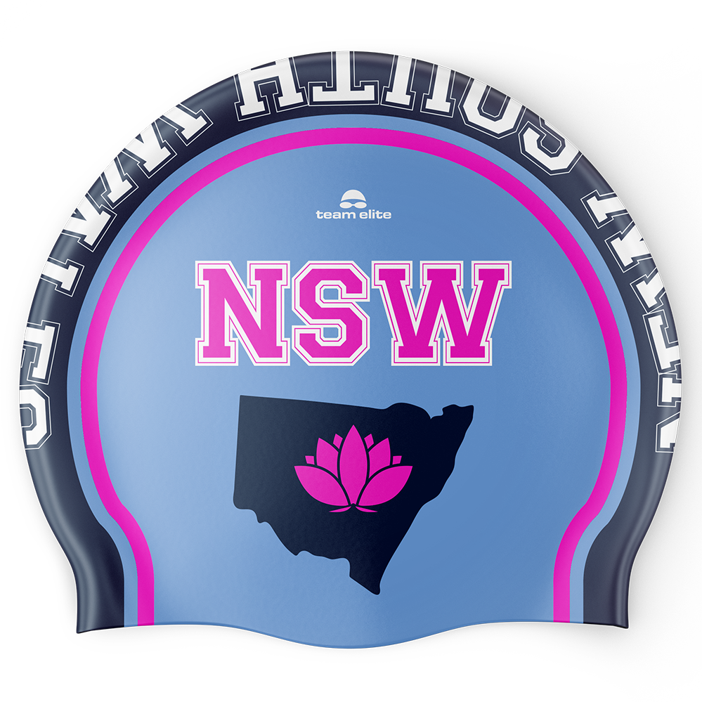 NSW Swim Cap - Blue/Pink