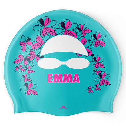 'Name' Swim Cap - Aqua